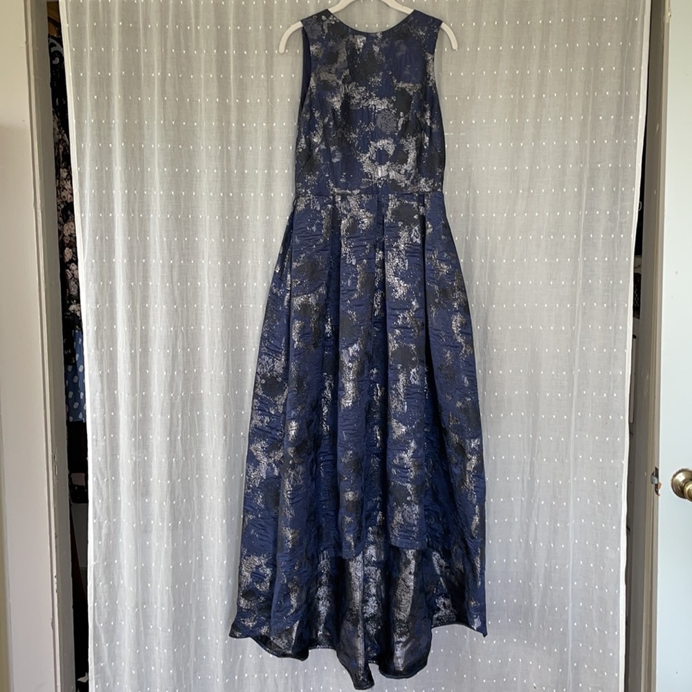 Nicole Bakti High Low Gown with Jewel Neckline
